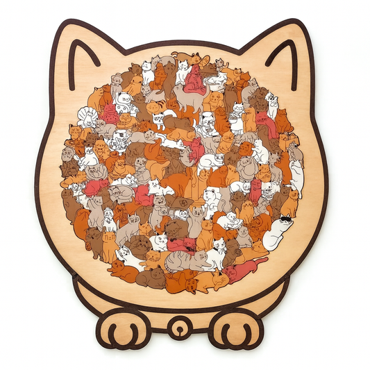 135pcs Cat-shaped Wooden Jigsaw Puzzle